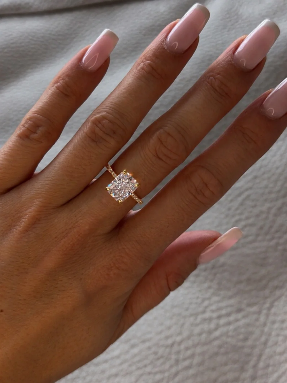 3 Ct Yellow Gold Plated Sterling Silver CZ Engagement Ring